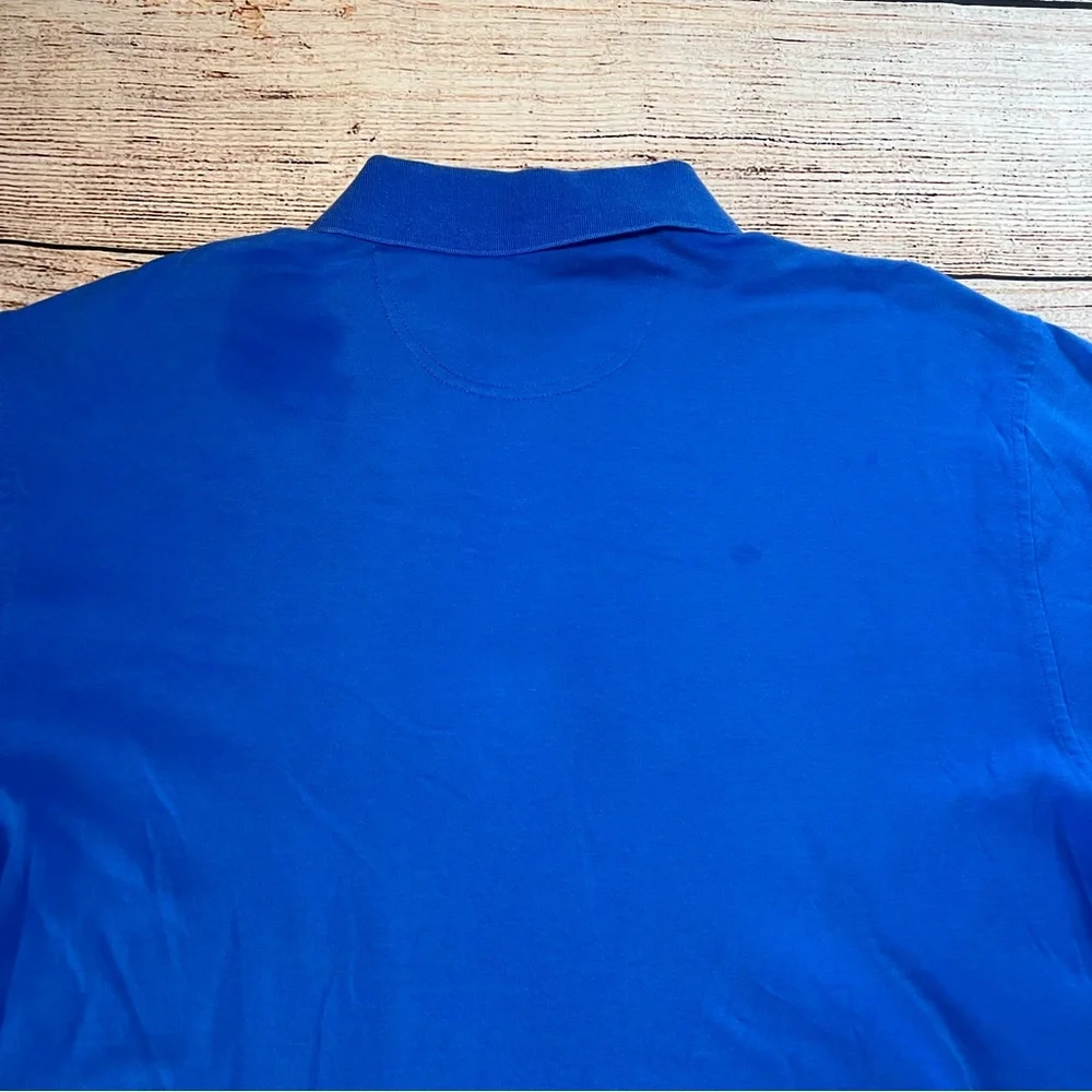 Alan Flusser Golf Performance Polo Blue‎ Collared Short Sleeve Men’s Size XL